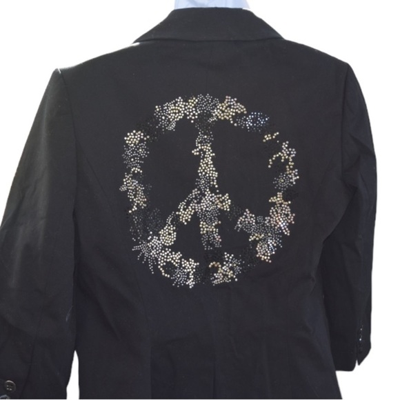 Glamour Campaign by Fred Naggar NWT Blazer Peace Sign on Back Embellished - Picture 4 of 9